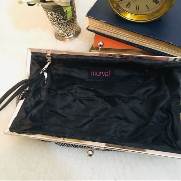 Mural clutch gray and black soft woven chevron - Picture 2 of 4